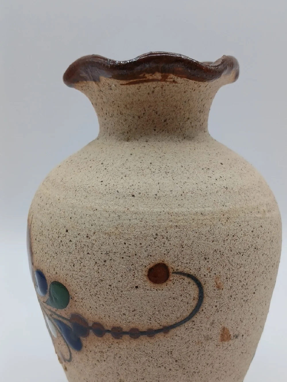 Tonala Hand-painted Floral Pottery Vase 5.5